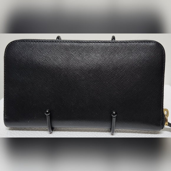 PRADA Saffiano Black Leather Zip Around Wallet EUC - Picture 4 of 11